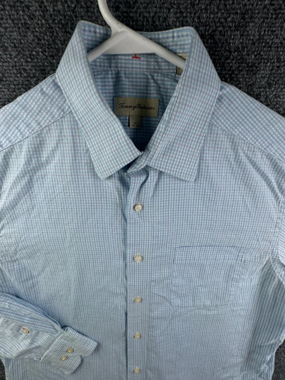 Tommy Bahama Cotton Button Up Shirt Long Sleeve Men Blue Check 16 32/33 Business